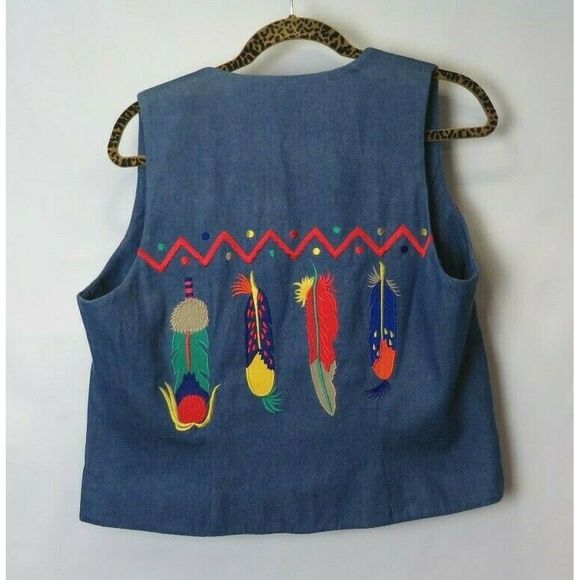 Denim Vest size 8, indian motif - Picture 2 of 4